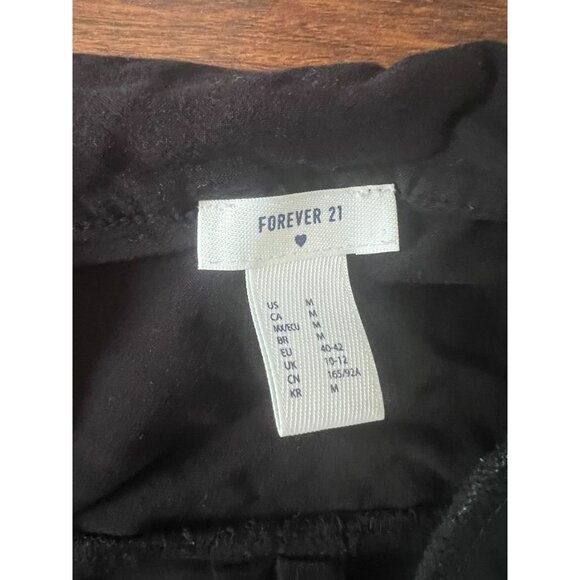 Forever 21 Pajama Set Womens Medium Black White Piping Short Sleeve Button Top S - Picture 3 of 5